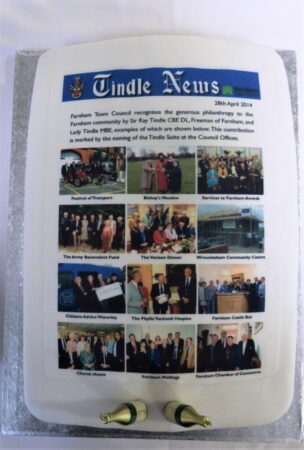 Cake with photos on it.