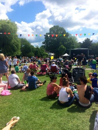 People enjoying a picnic in the park.