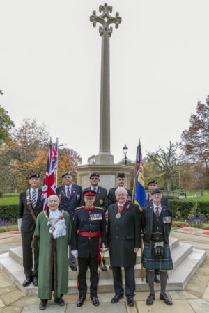 Group of people at the war memorial