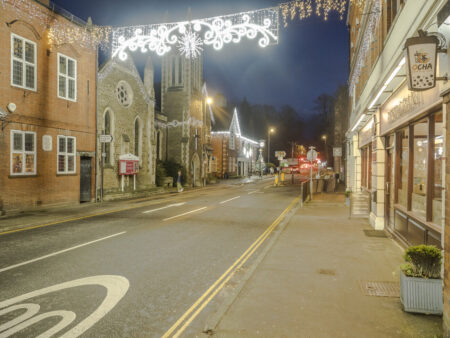 Street with Christmas lights