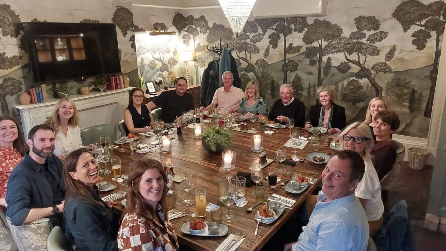 Group eating dinner